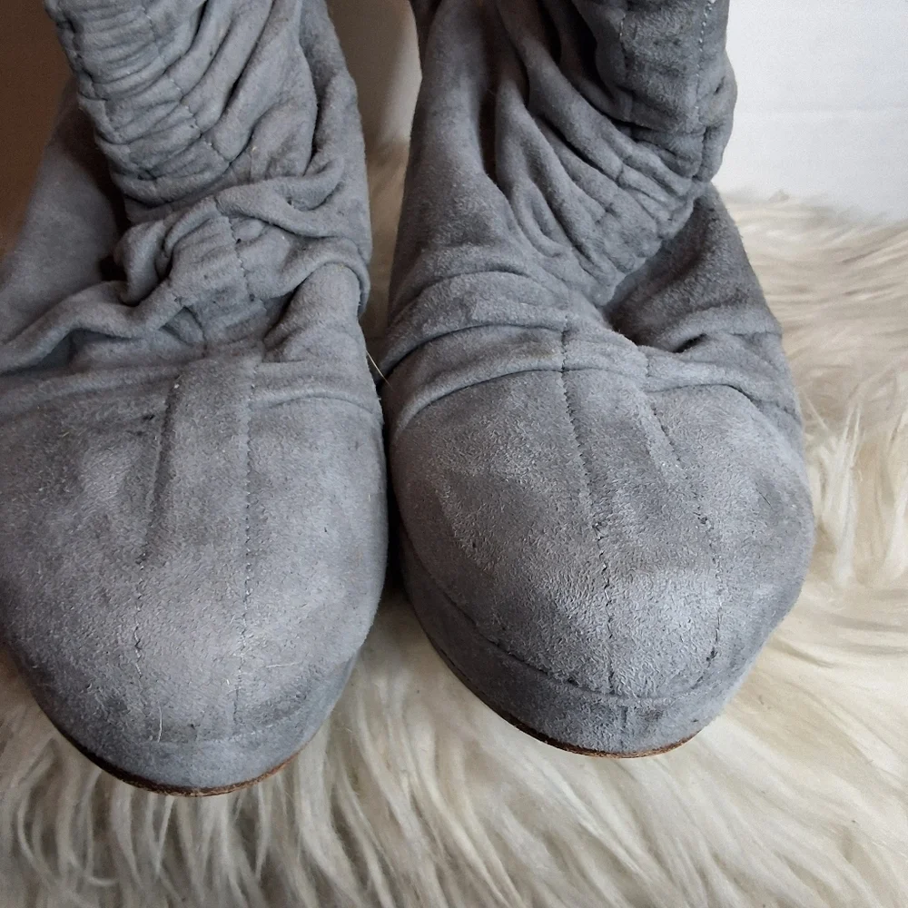 Tashkent By Cheyenne Pearl Gray Suede Wedge Retro Vibe Boot8es 10
